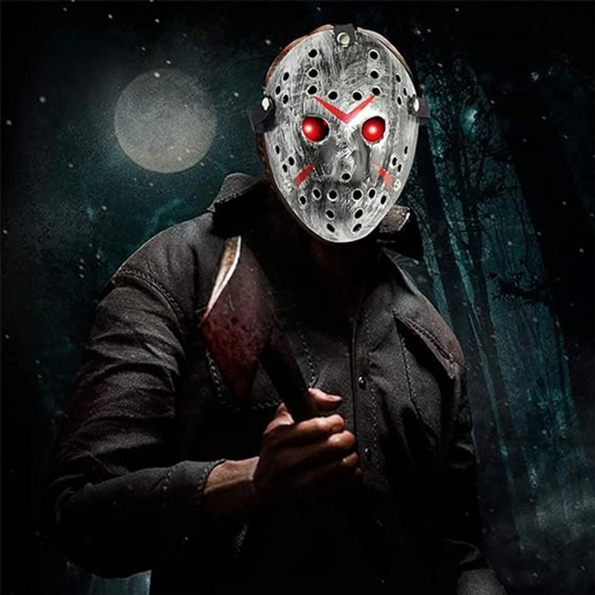 Jason Maskesi Hannibal Maskesi Metal Gümüş Renk 20x25 cm görsel 2