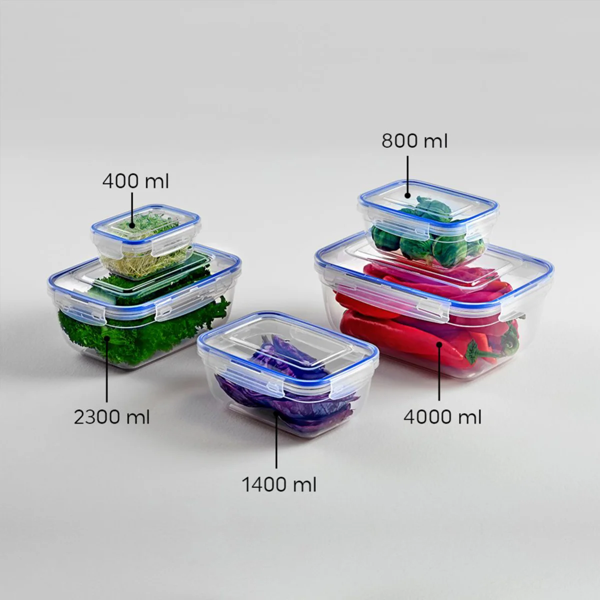 1400 ml Dikdörtgen Contalı Sızdırmaz Saklama Kabı (Şeffaf/Beyaz) görsel 4