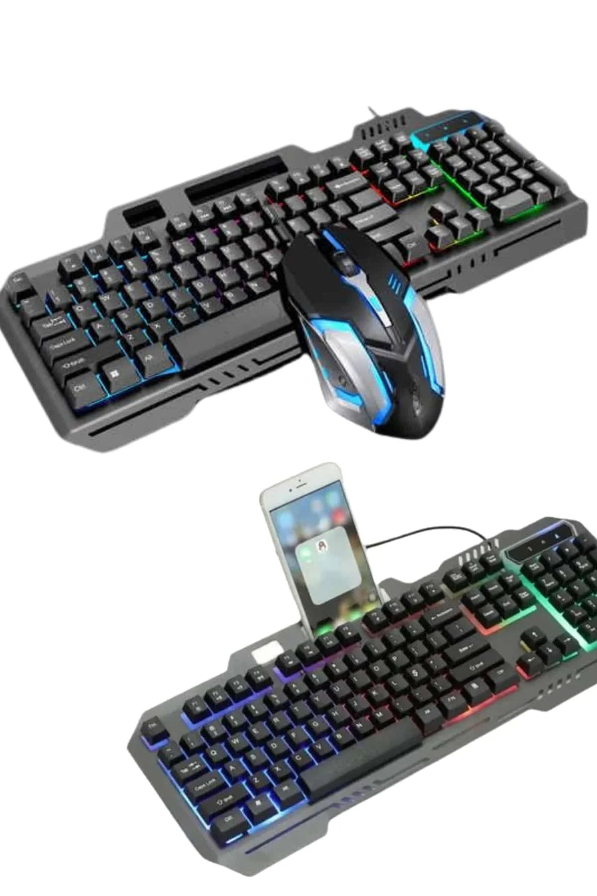 RGB Işıklı Gang Oyuncu Klavye Q Klavye Mouse Hediyeli görsel 2