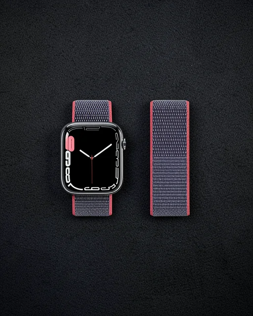 Apple Watch 42mm Hasırlı Cırtcırtlı Kordon - Pembe