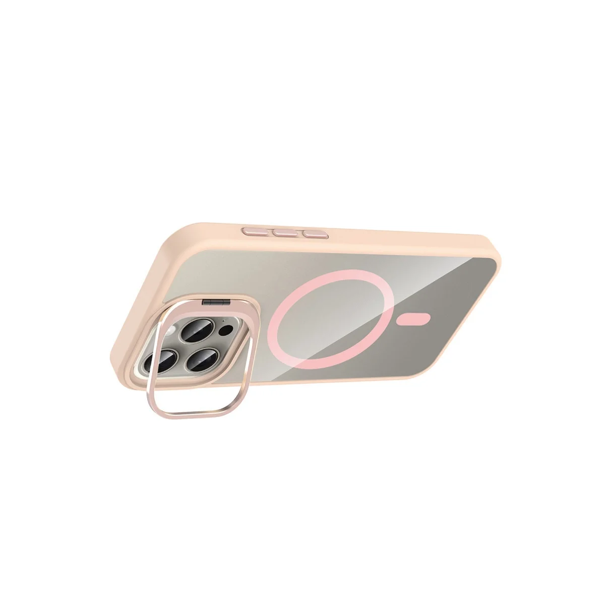 Joko Apple İphone 15 Pro Max Rem Lensli Magsafe Standlı Kapak - Pembe görsel 3