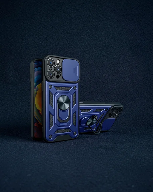 Apple İphone 16 Pro Kılıf Pars Lens Yüzüklü Silikon - Lacivert