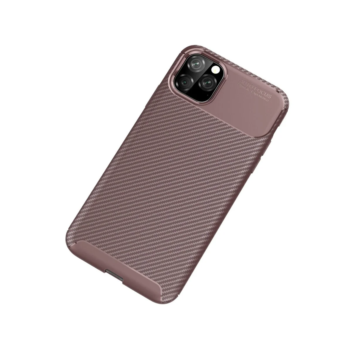 Apple İphone 11 Pro Max Kılıf Auto Focus Karbon Kapak - Kahverengi görsel 2
