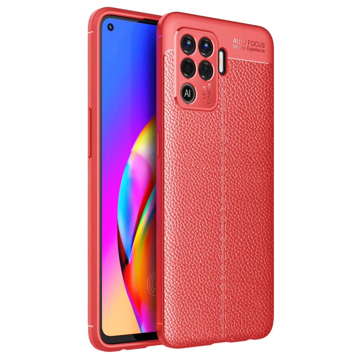 Oppo Reno 5 Lite Kılıf Auto Focus Kapak - Kırmızı