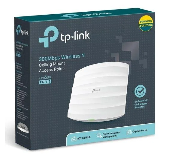 Omada EAP115 1 Port 10/100 2.4GHZ 300MBPS WIFI5 2X4DBI Anten Tavan Tipi Access Poınt (power Adaptörü Dahil)
