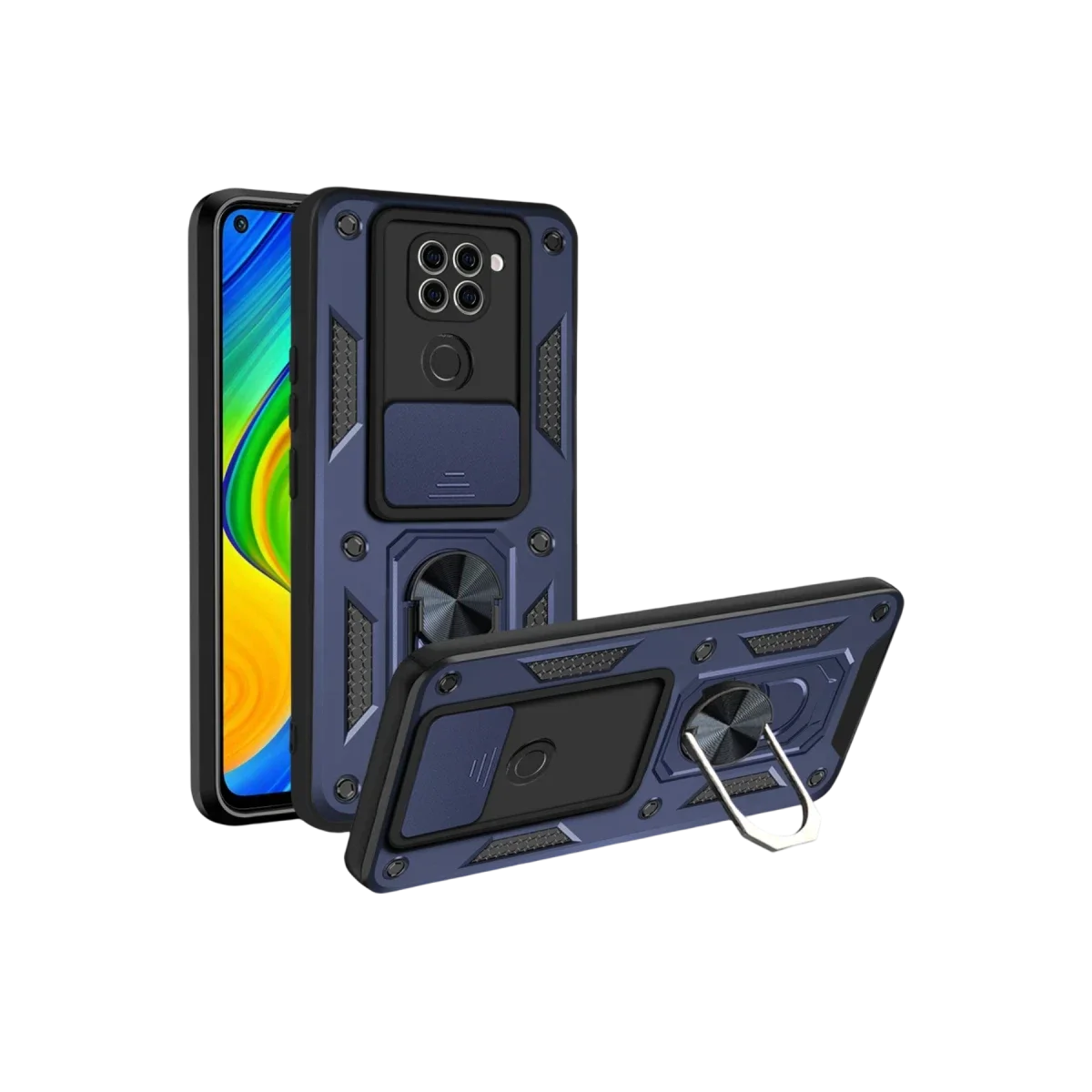 Xiaomi Redmi Note 9 4G Kılıf Pars Lens Yüzüklü Silikon - Lacivert