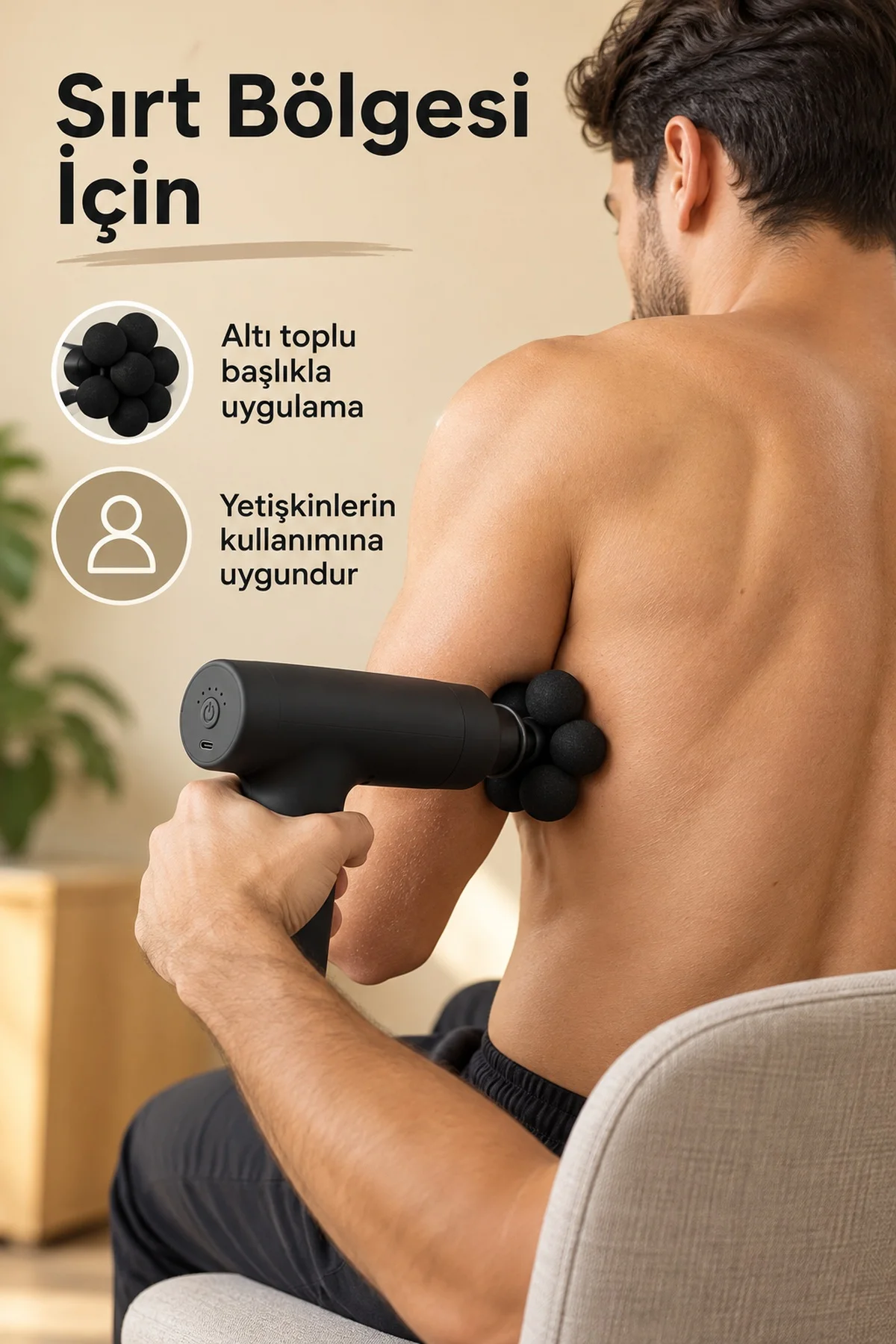 Masaj Tabancası Açma Kapama Düğmeli ve Işıklı Göstergeli
