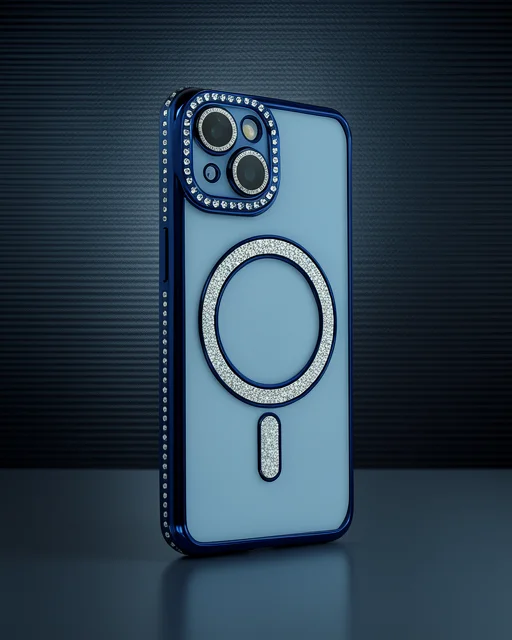 Apple İphone 13 Kılıf Joke Simli Magneticsafe Kılıf - Lacivert