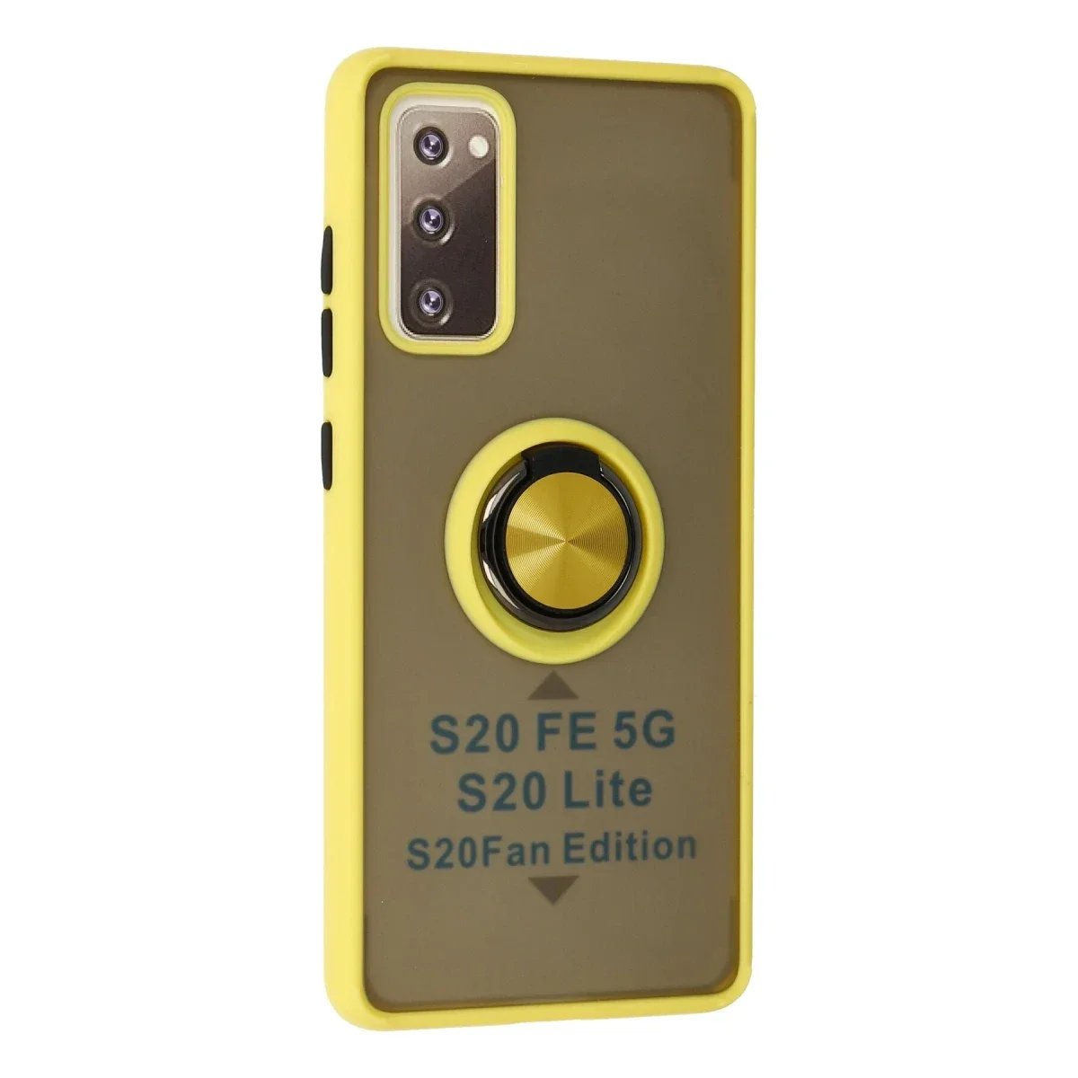 Samsung Galaxy S20 FE Kılıf Montreal Yüzüklü Silikon Kapak - Sarı görsel 2