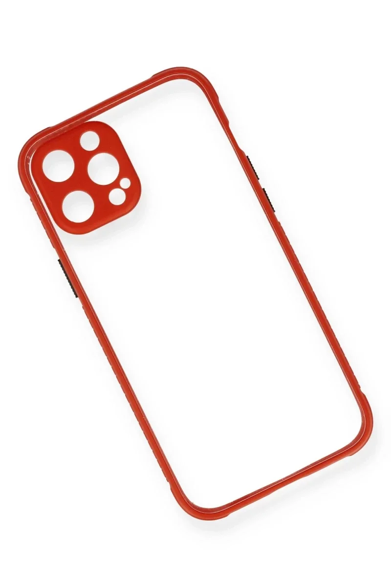 Apple iPhone 12 Pro Kılıf a Şeffaf Silikon - Kırmızı görsel 3