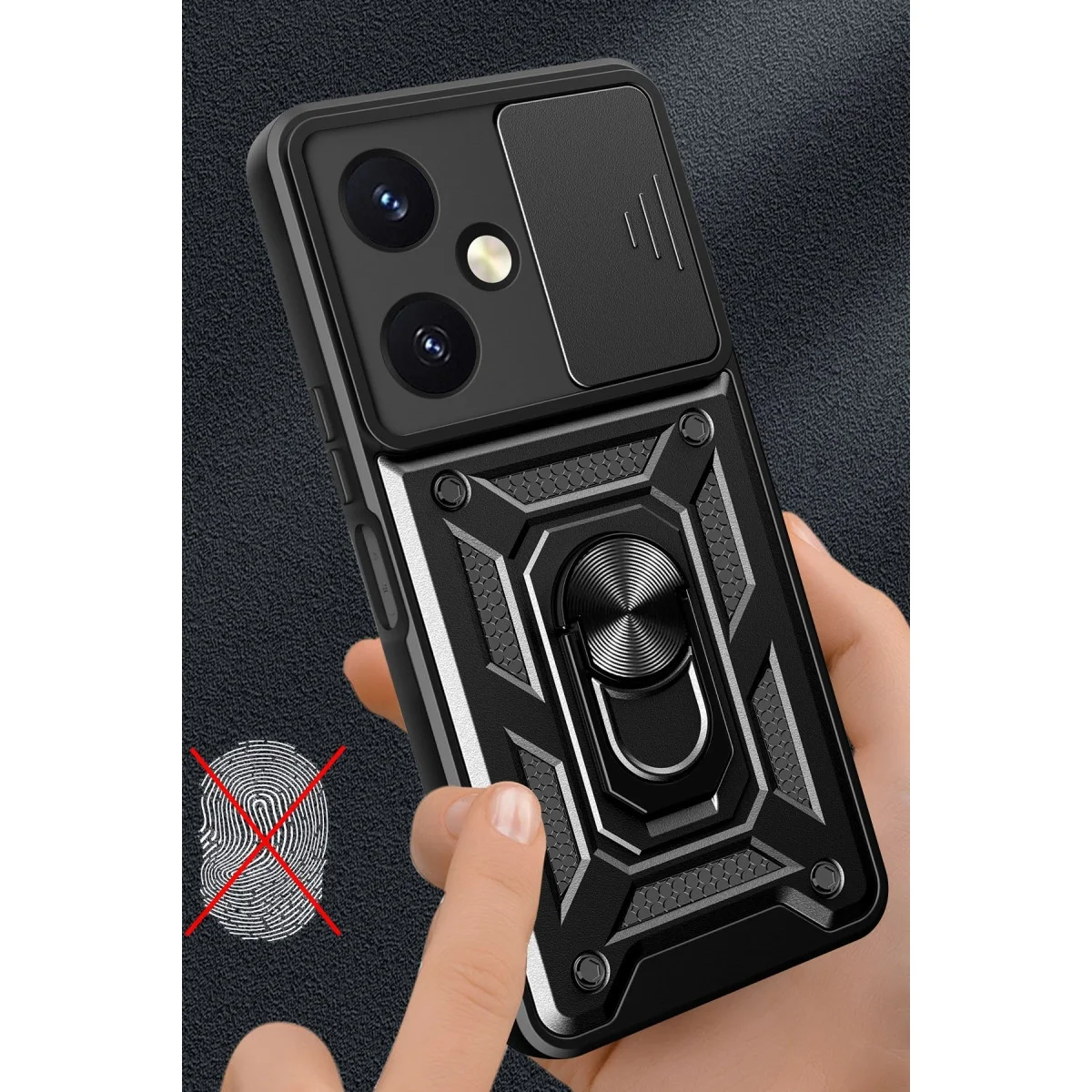 Vivo Y27 Kılıf Pars Lens Yüzüklü Silikon - Siyah görsel 2