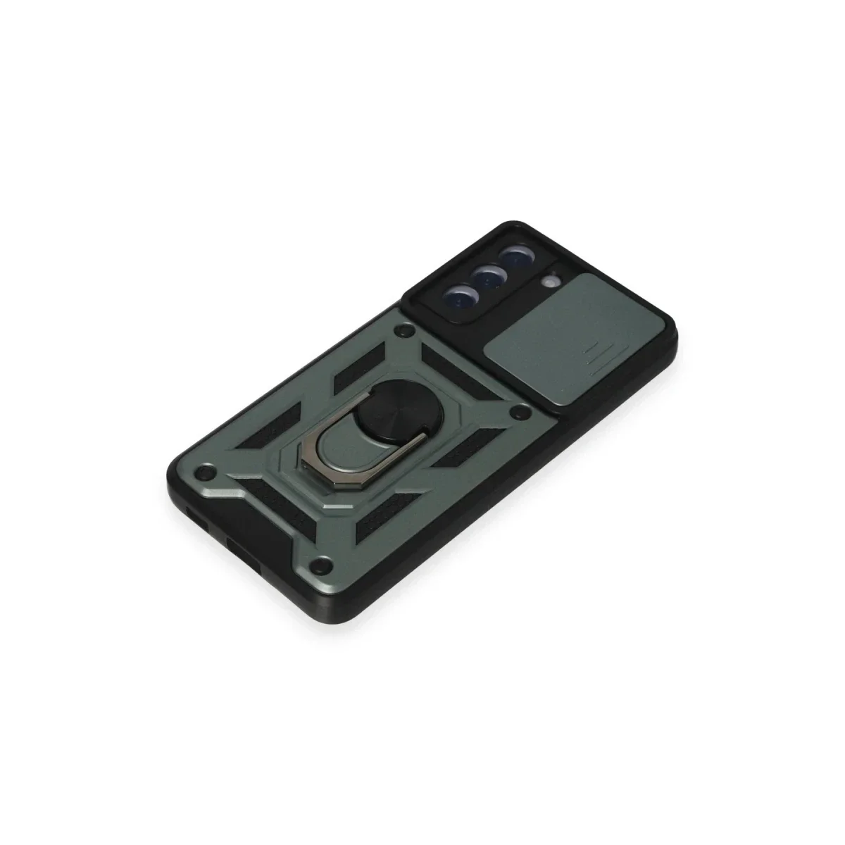 Samsung Galaxy S21 FE Kılıf Pars Lens Yüzüklü Silikon - Yeşil görsel 5