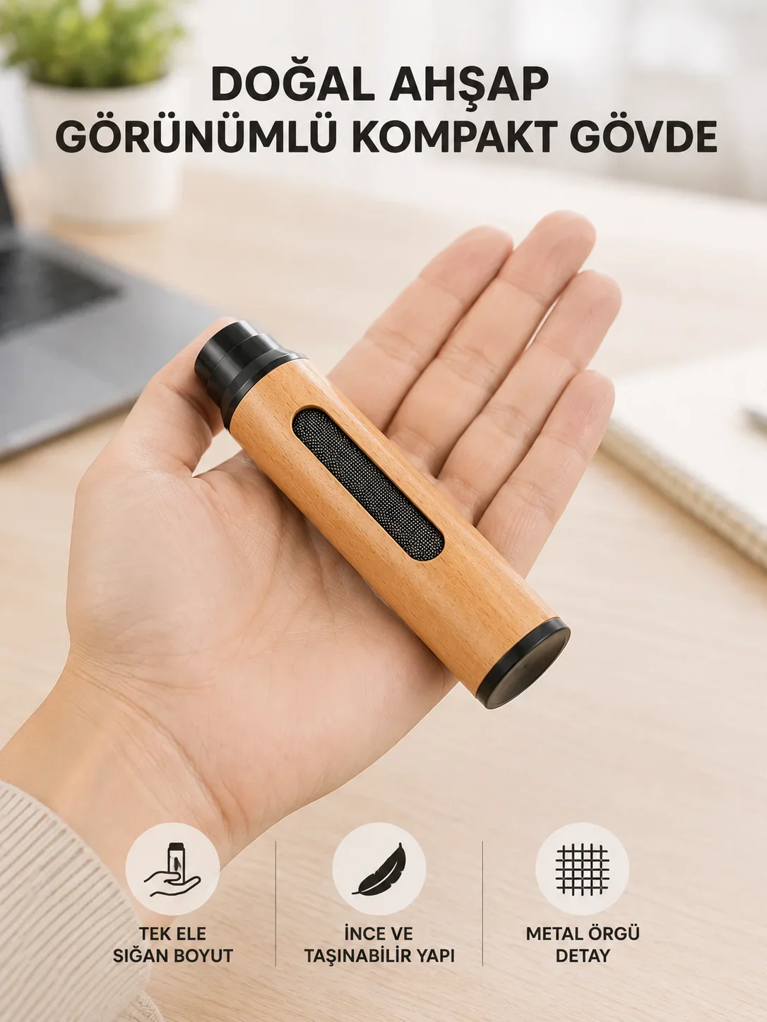 ni Taşınabilir Küllük 3 Farklı Uç Seçenekli Ahşap Görünümlü Pratik Kullanım
