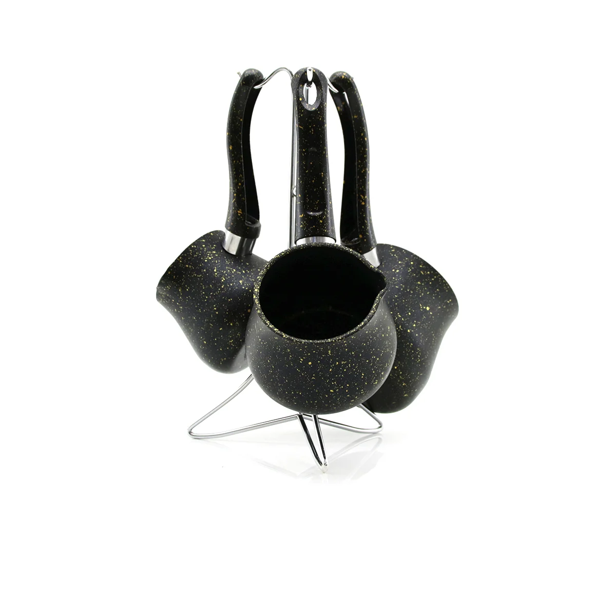 Granit Çelik Cezve Seti (230/280/380 ml) Metal Standlı görsel 3