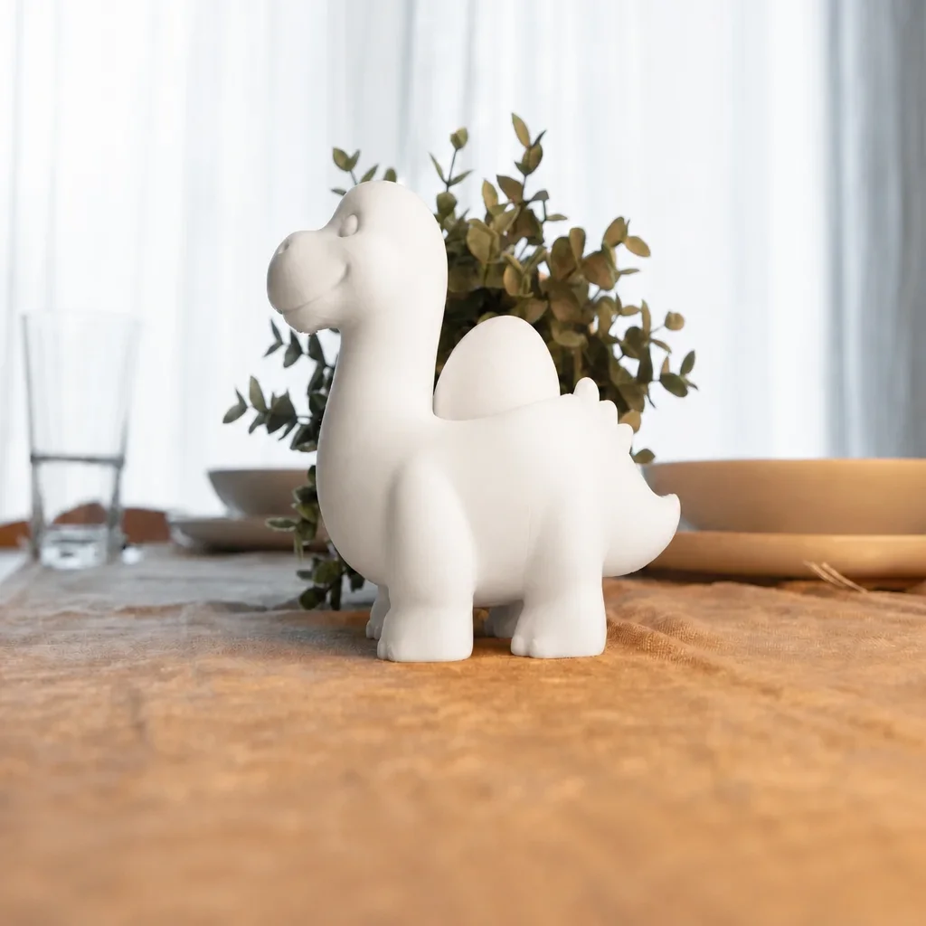 3D Baskı Dinozor Yumurtalık - Sevimli Eggosaurus Yumurta Tutucu-Beyaz görsel 3