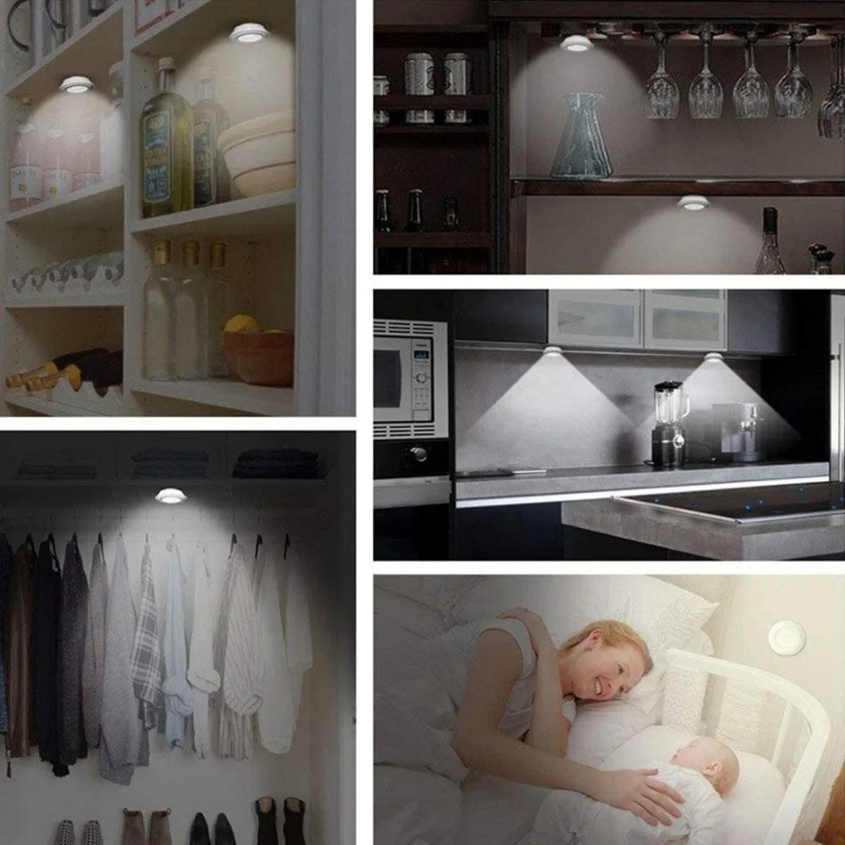 3lü Uzaktan Kumandalı Pilli Yapışkanlı Kablosuz Led Spot Lambalar görsel 2