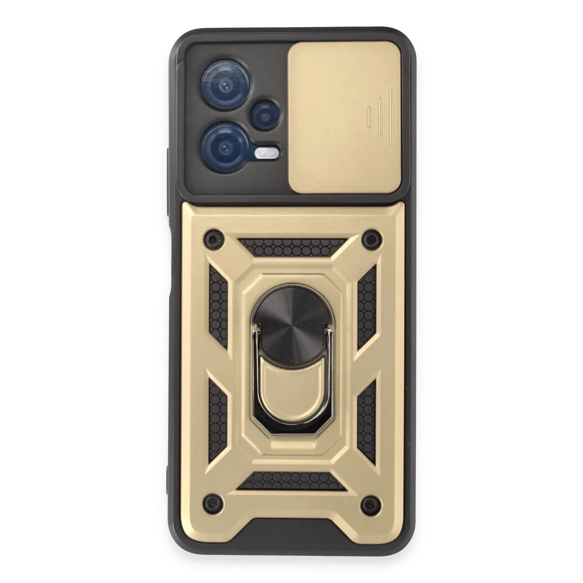Xiao Red Note 12 5g Kılıf Pars Lens Yüzüklü Silikon - Gold