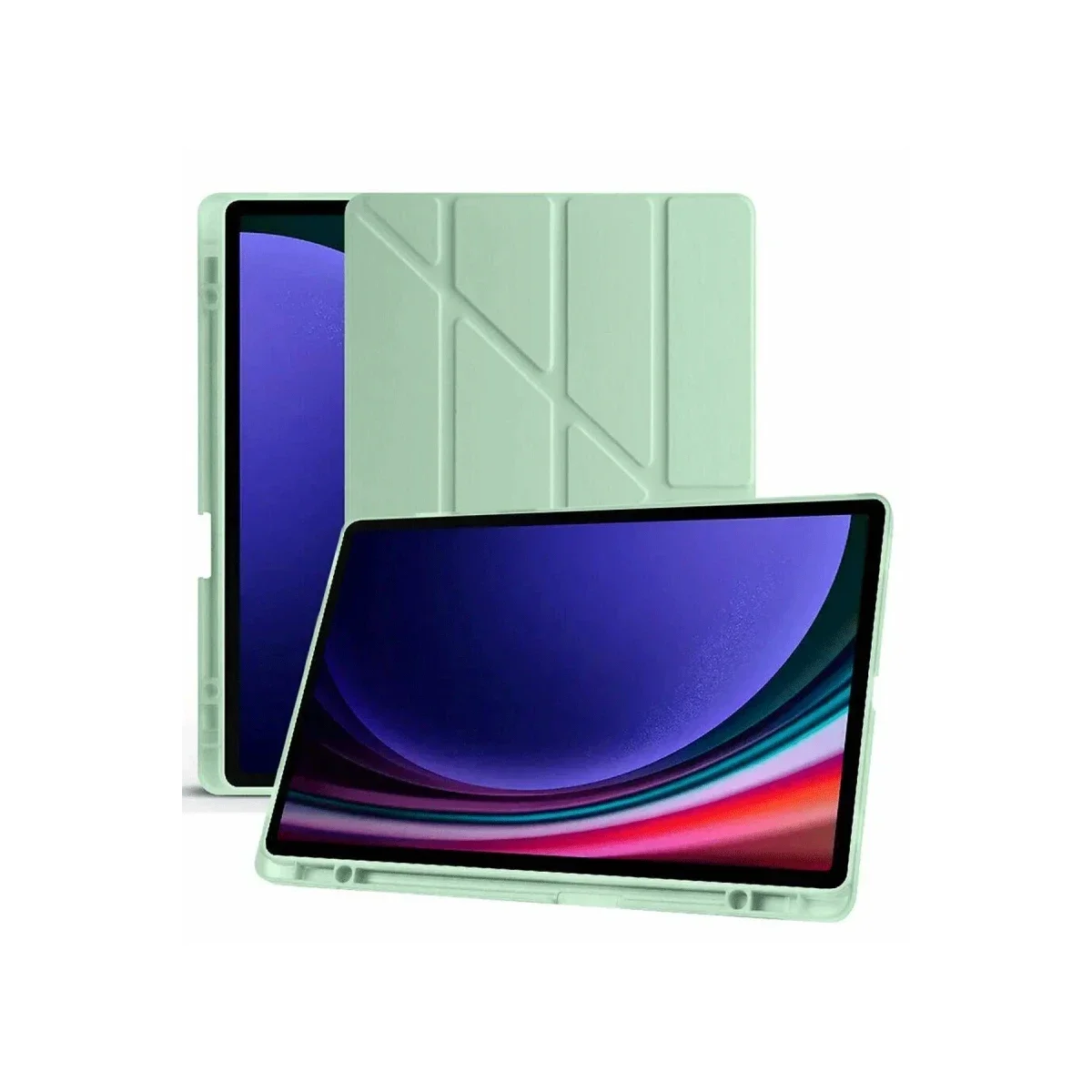 Samsung Galaxy X510 Tab S9 FE 11 Kılıf Kalemlikli Mars Tablet Kılıfı - Açık Yeşil görsel 4