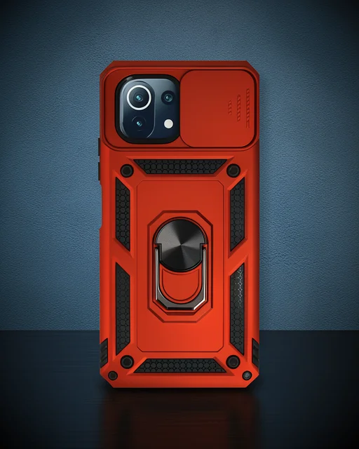 Xiaomi Mi 11 Lite Kılıf Pars Lens Yüzüklü Silikon - Kırmızı