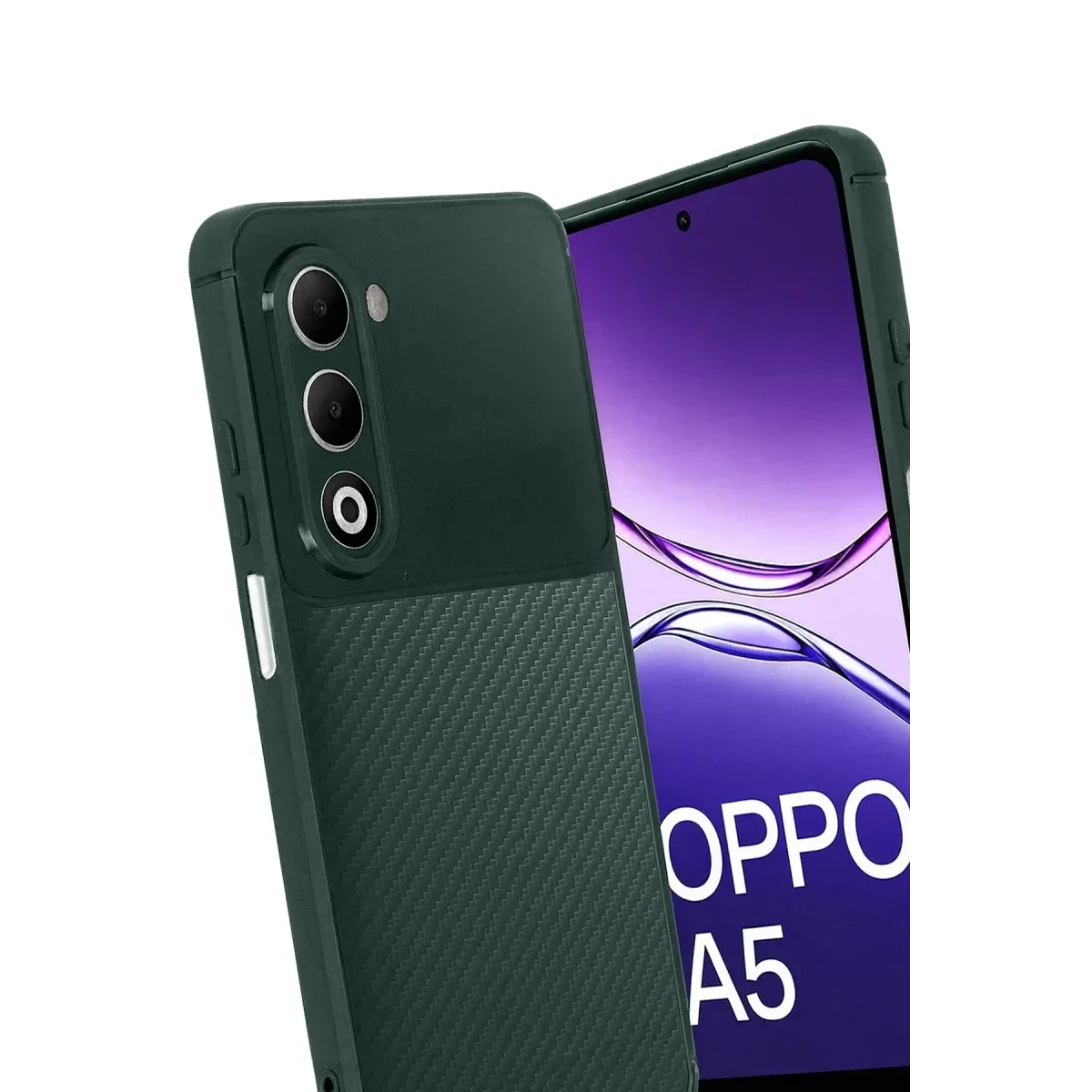 Oppo A5 4G Auto Focus Karbon Kapak - Koyu Yeşil görsel 3