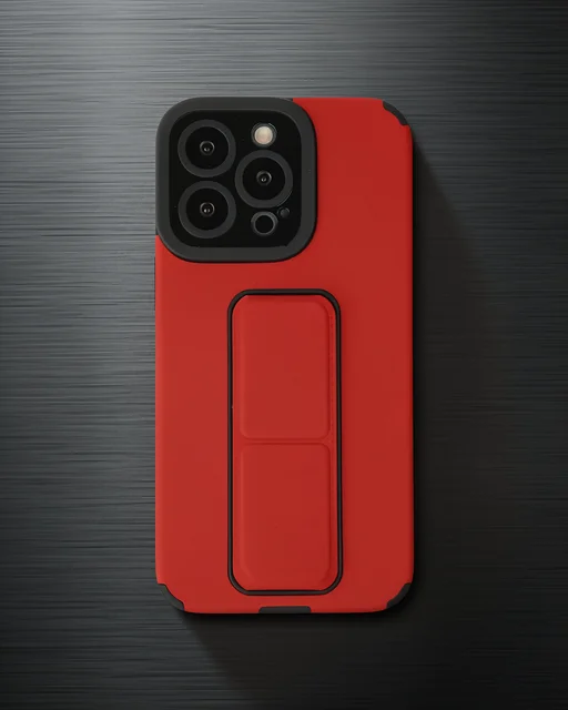 Apple İphone 13 Pro Kılıf Mega Standlı Silikon - Kırmızı