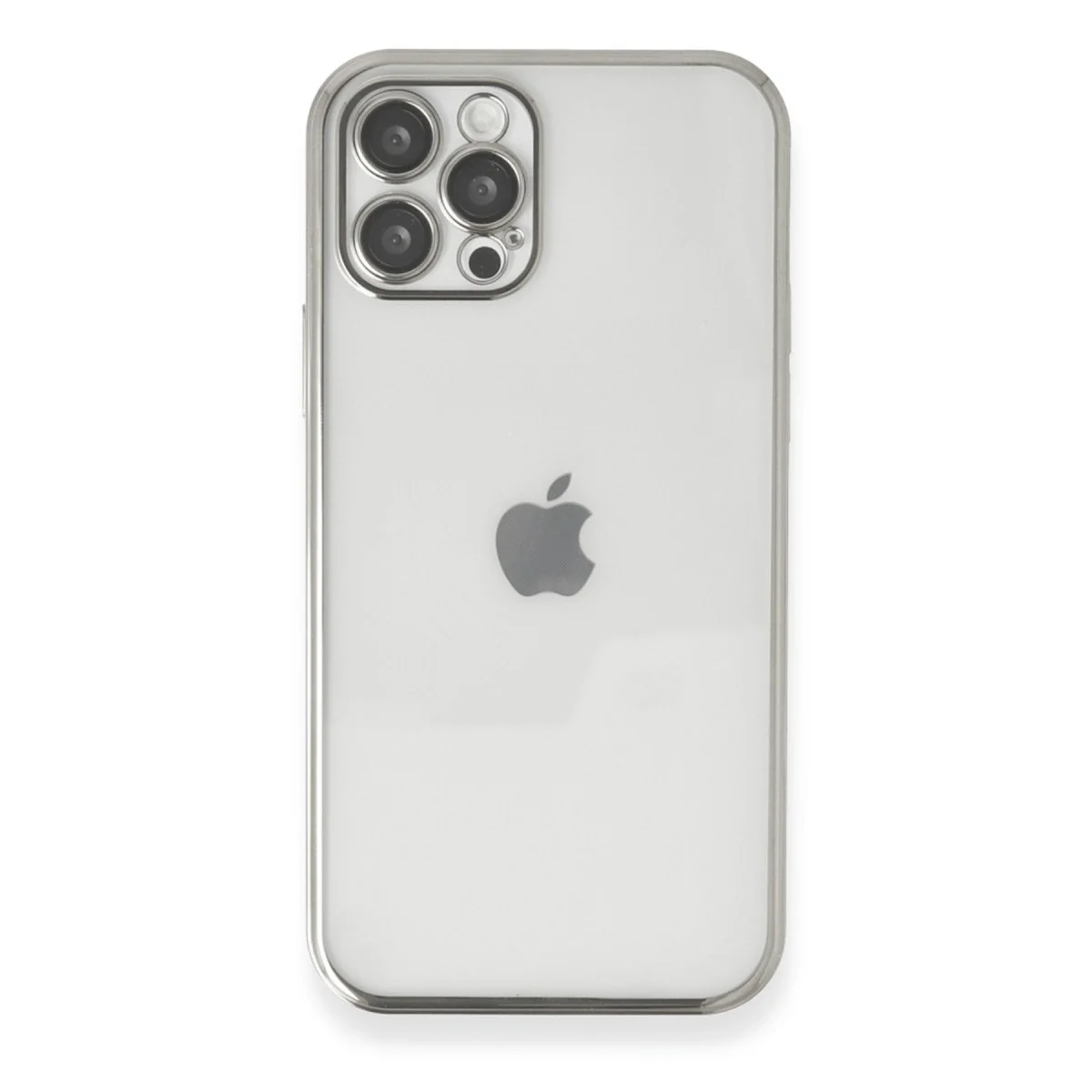 Apple İphone 12 Pro Kılıf Razer Lensli Silikon - Gümüş