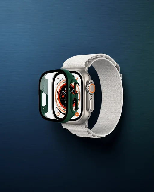 Apple Watch Ultra 49mm Desert Camlı Kasa Ekran Koruyucu - Koyu Yeşil