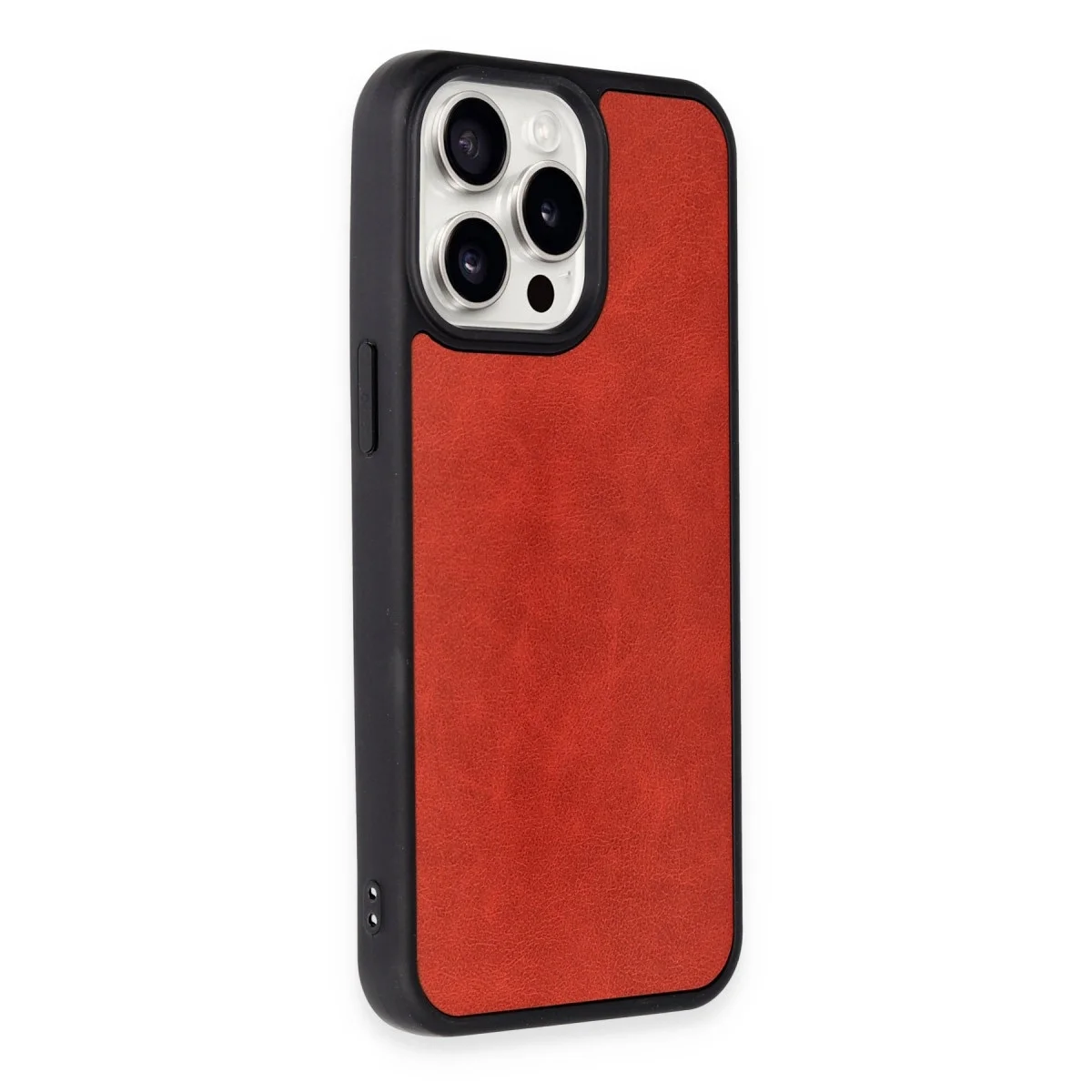 Apple İphone 15 Pro Max Kılıf Aras Deri Kapak - Kırmızı görsel 2