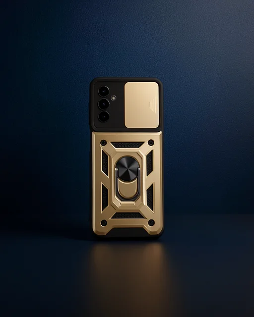 Samsung Galaxy M14 5g Kılıf Pars Lens Yüzüklü Silikon - Gold