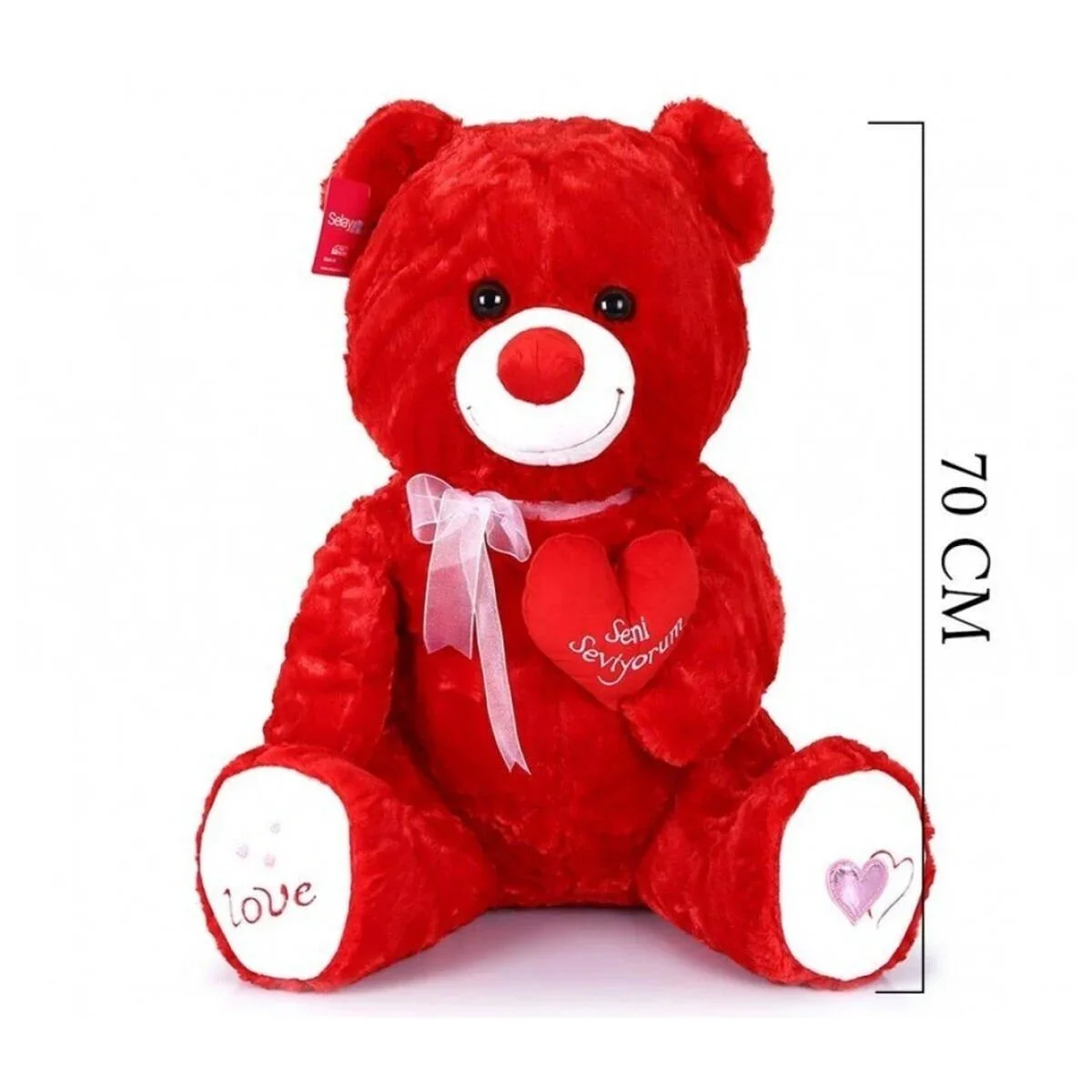 1054 Krm Tıkıl Ayı 70 Cm Kırmızı görsel 2