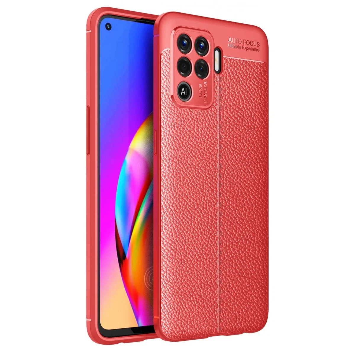 Oppo Reno 5 Lite Kılıf Auto Focus Kapak - Kırmızı