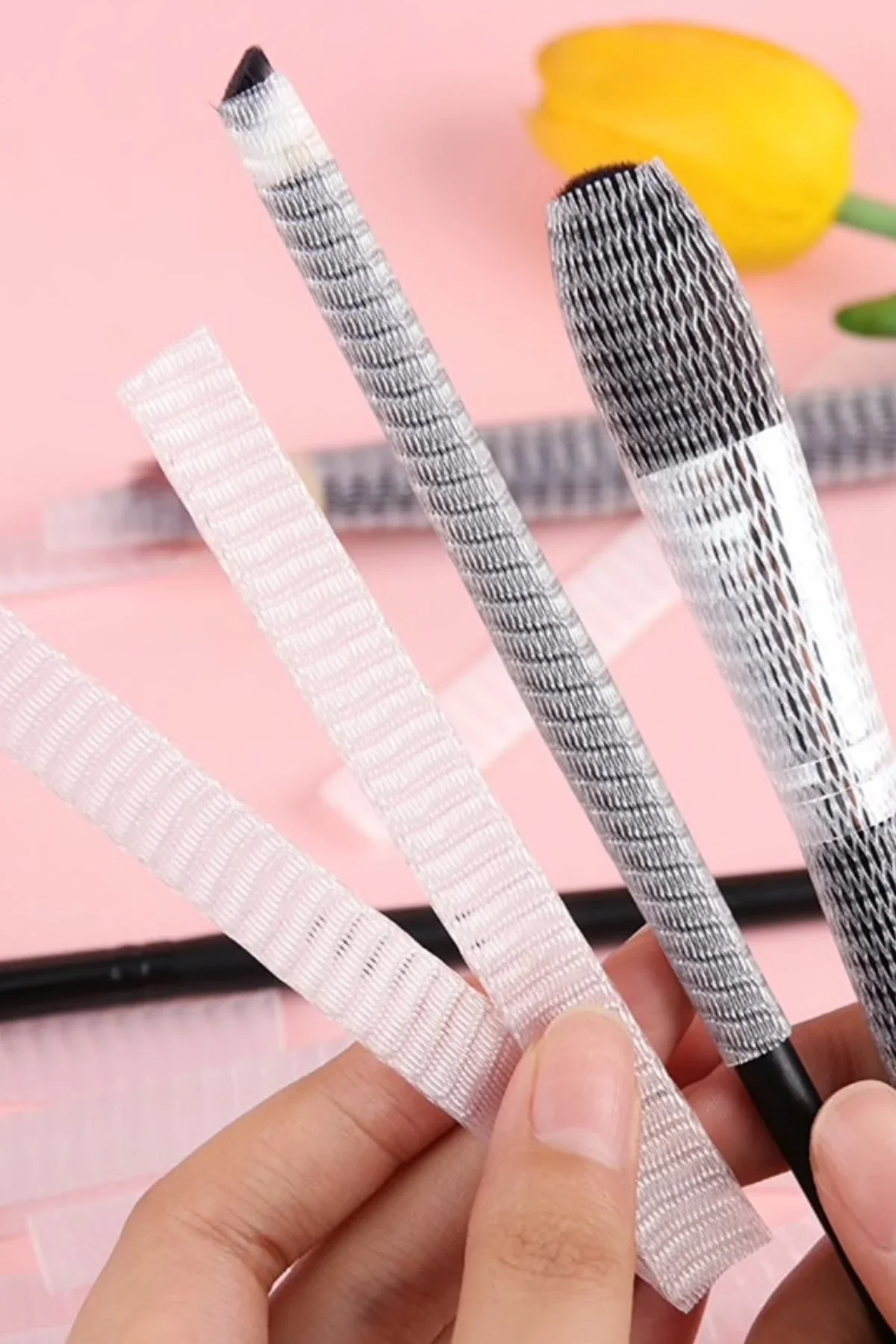 Makyaj Far Allık Kontür Eyeliner Fırça Malzemeleri Ürünleri Koruyucu File Kapak Örgü Kılıf S görsel 8