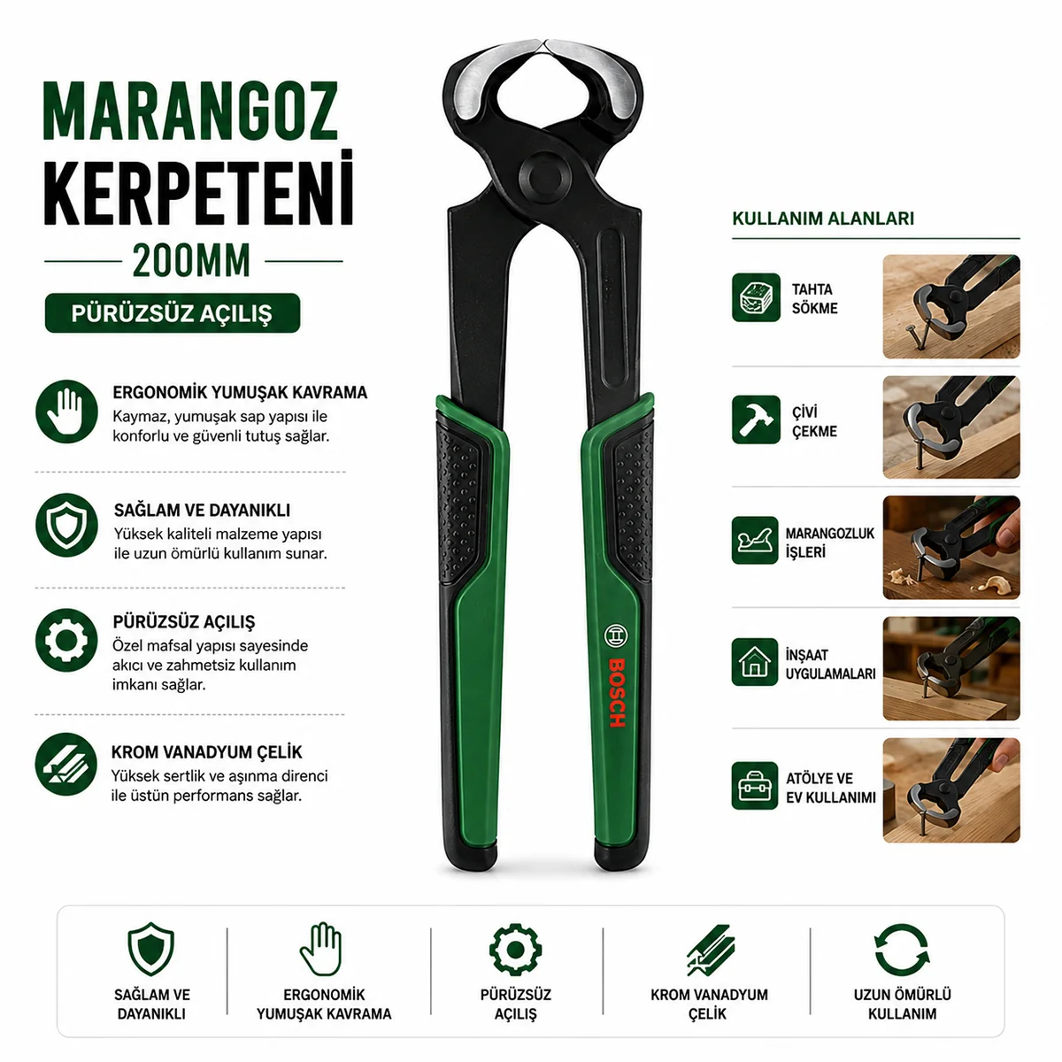 Marangoz Kerpeten 200 mm (8 inç) Ergonomik Yumuşak Sap görsel 2