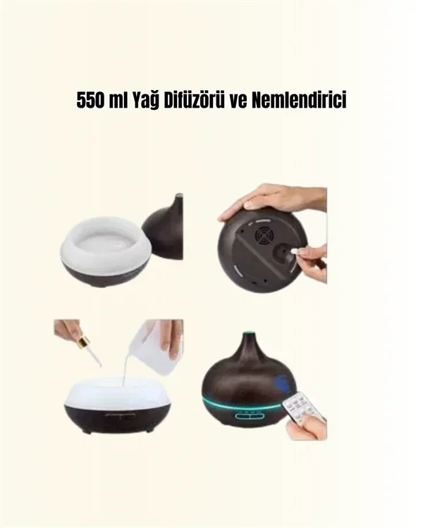 550 ml Kapasiteli Ultrasonik Difüzör – Yağsız Nemlendirici Kullanımıyla Uyumlu Yeni Nesil görsel 3