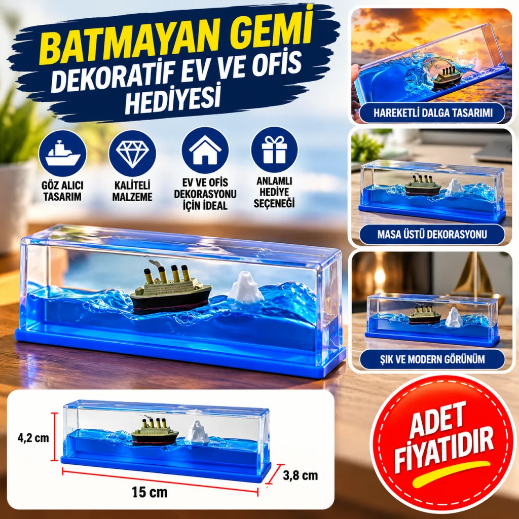 Batmayan Gemi Hediyelik Dekoratif Ev ve Ofis Hediyesi Özel Aşk Gemisi (adet fiyatıdır)
