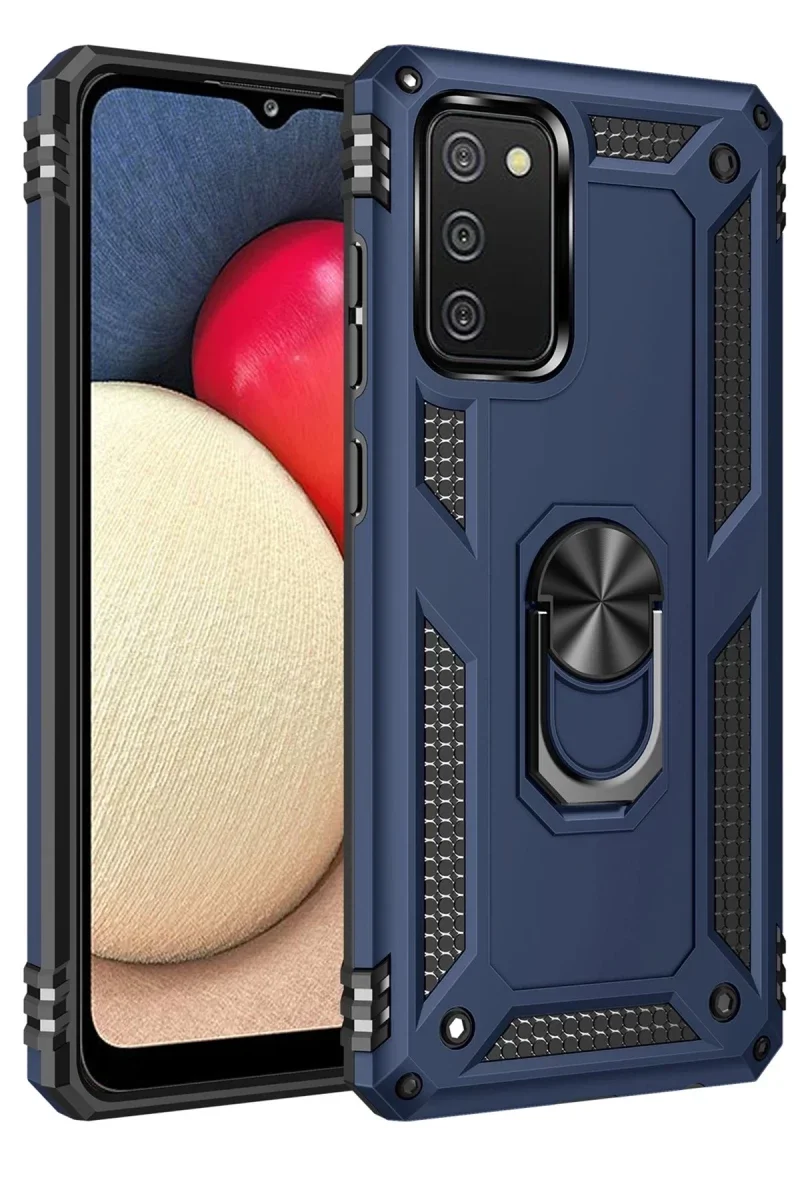 Samsung Galaxy A03S Kılıf Sofya Yüzüklü Silikon Kapak - Lacivert