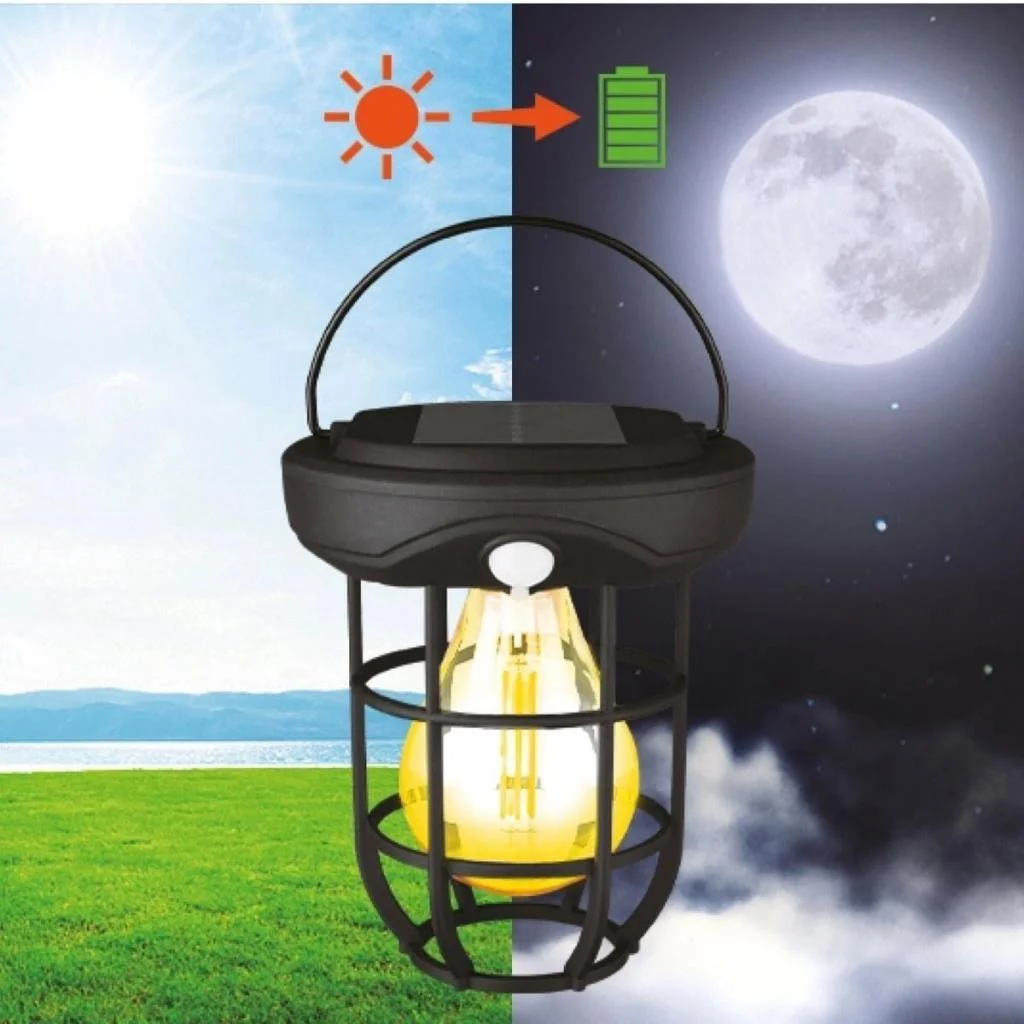 Solar Kamp Feneri – Güneş Enerjili, Otomatik Şarj ve Gece Işığı, Taşınabilir ve Asılabilir LED Dış Mekan Lamba görsel 4