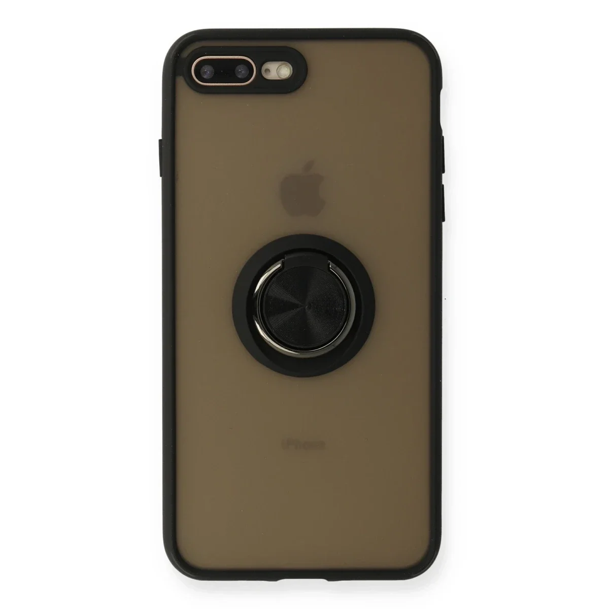 Apple iPhone 7 Plus Kılıf Montreal Yüzüklü Silikon Kapak - Siyah