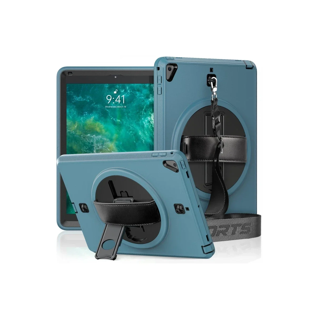 Apple iPad 5 Air 9.7 Kılıf Strap-C Otterbox Tablet Kapak - Mavi