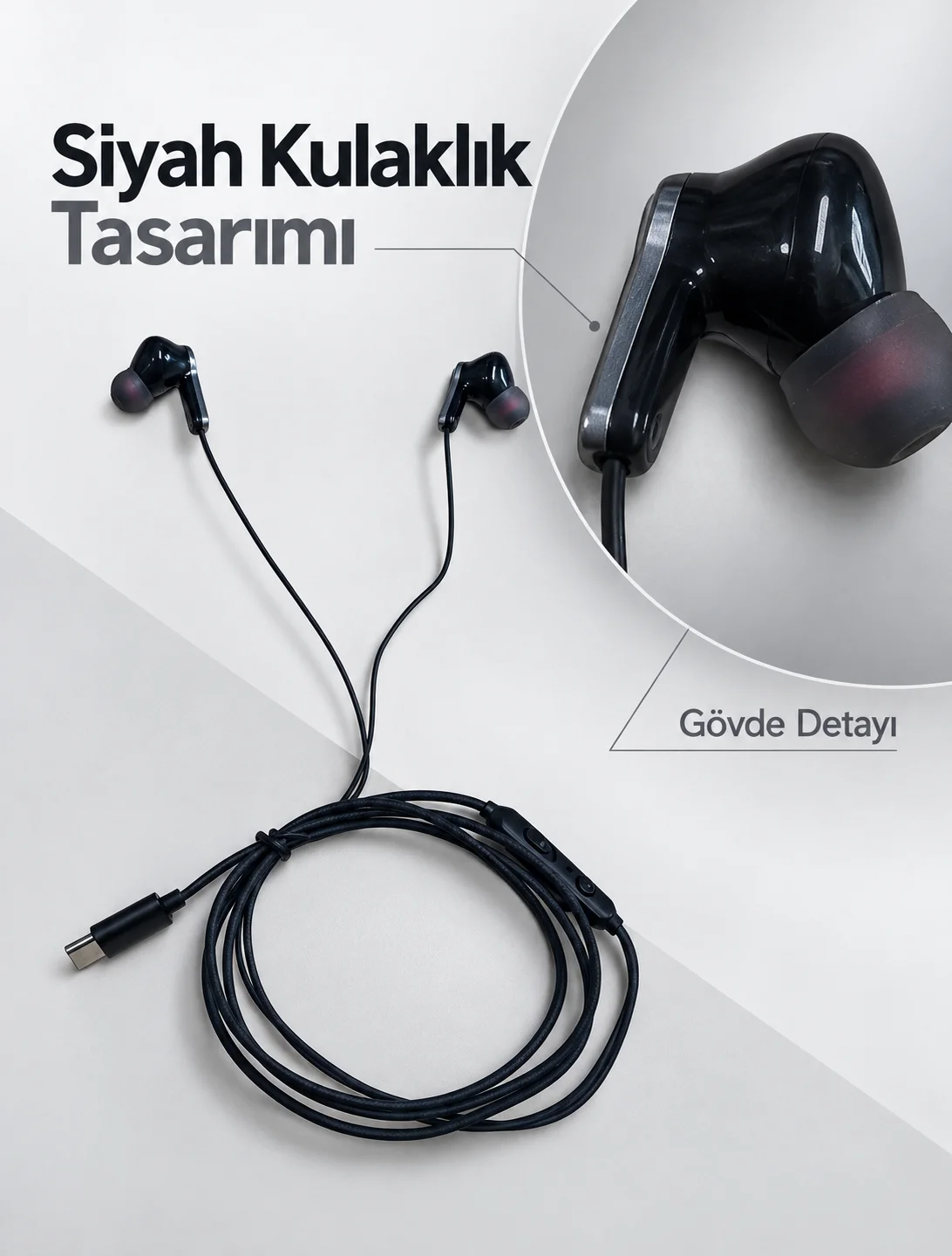 Type C Kablolu Kulak İçi Kulaklık Mikrofonlu ve Kumandalı görsel 4