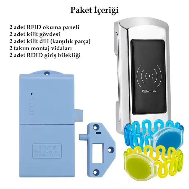 PM-26727 125Khz RFID Dijital Çekmece Dolap Kilidi (2’li Paket) görsel 4