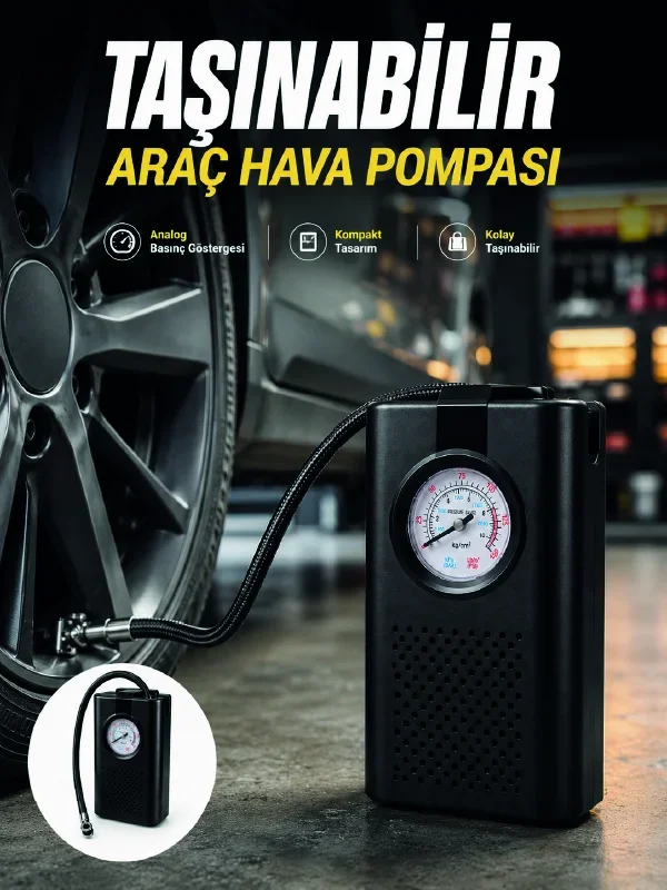 Otomobil Bisiklet ve Motosiklet İçin Taşınabilir Lastik Hava Pompası
