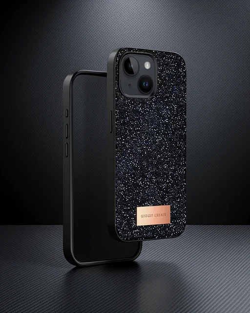 Onegif Apple İphone 14 Bright Simli Kapak - Siyah