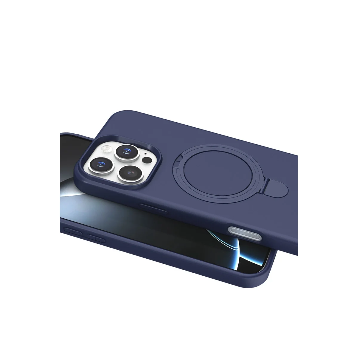 Apple İphone 16 Pro Max Regal Magsafe Standlı Kapak - Lacivert görsel 4