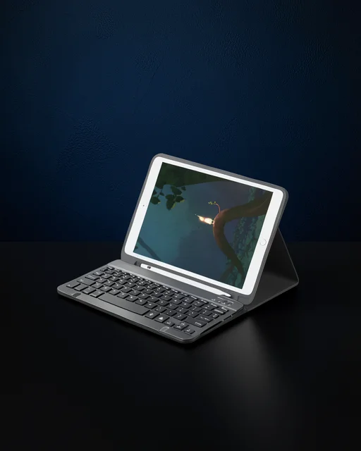 Apple İpad Pro 12.9 (2022) Kılıf Kc01 Smart Klavyeli Tablet Kılıfı - Siyah