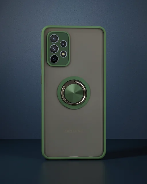 Samsung Galaxy A72 Kılıf Montreal Yüzüklü Silikon Kapak - Yeşil