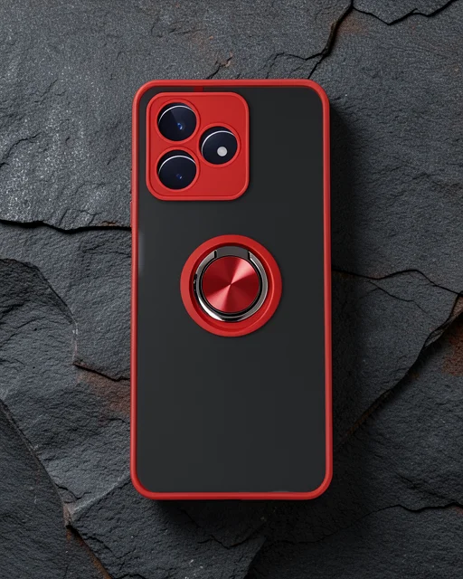 Realme C53 Kılıf Montreal Yüzüklü Silikon Kapak - Kırmızı