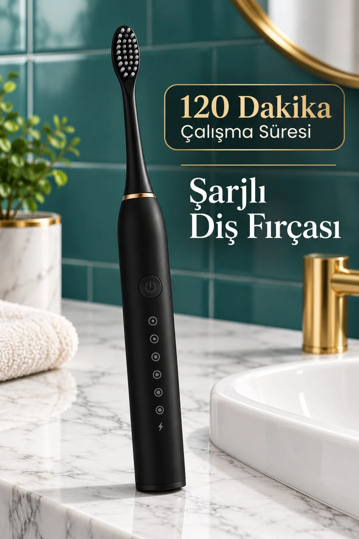 Siyah Elektrikli Diş Fırçası Zamanlayıcılı ve Hafızalı görsel 3