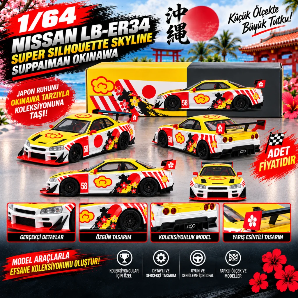 1/64 Nissan LB-ER34 Super Silhouette SKYLINE Suppaiman (adet fiyatıdır)