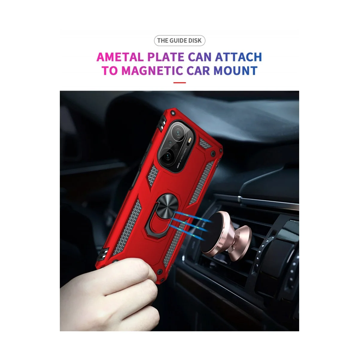 Xiaomi Poco F3 Kılıf Sofya Yüzüklü Silikon Kapak - Kırmızı görsel 6